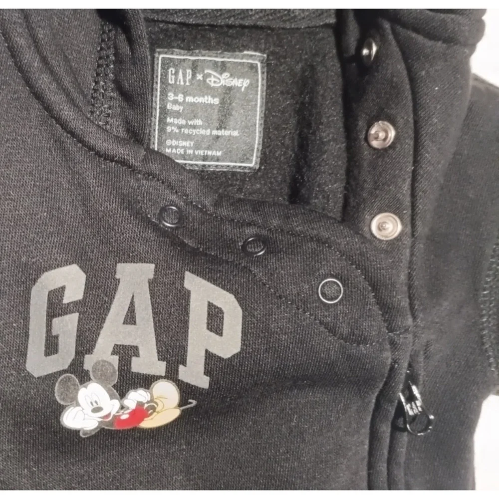 Infant Baby Gap Unisex Mickey Mouse Romper Outfit 3‑6 Months Hood w/ Ears Disney